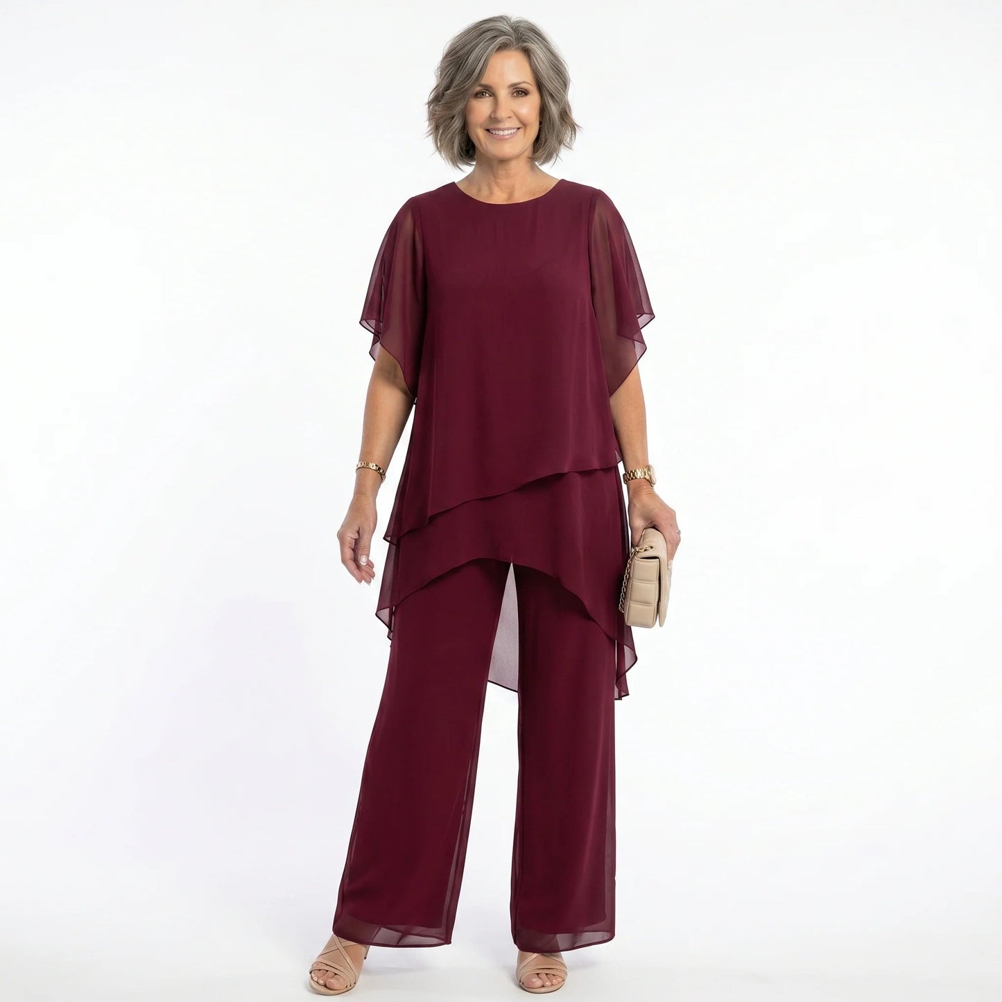 Flavia Sinetti™ Elegantes asymmetrisches Top mit Wide-Leg-Hose