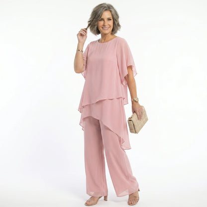 Flavia Sinetti™ Elegantes asymmetrisches Top mit Wide-Leg-Hose