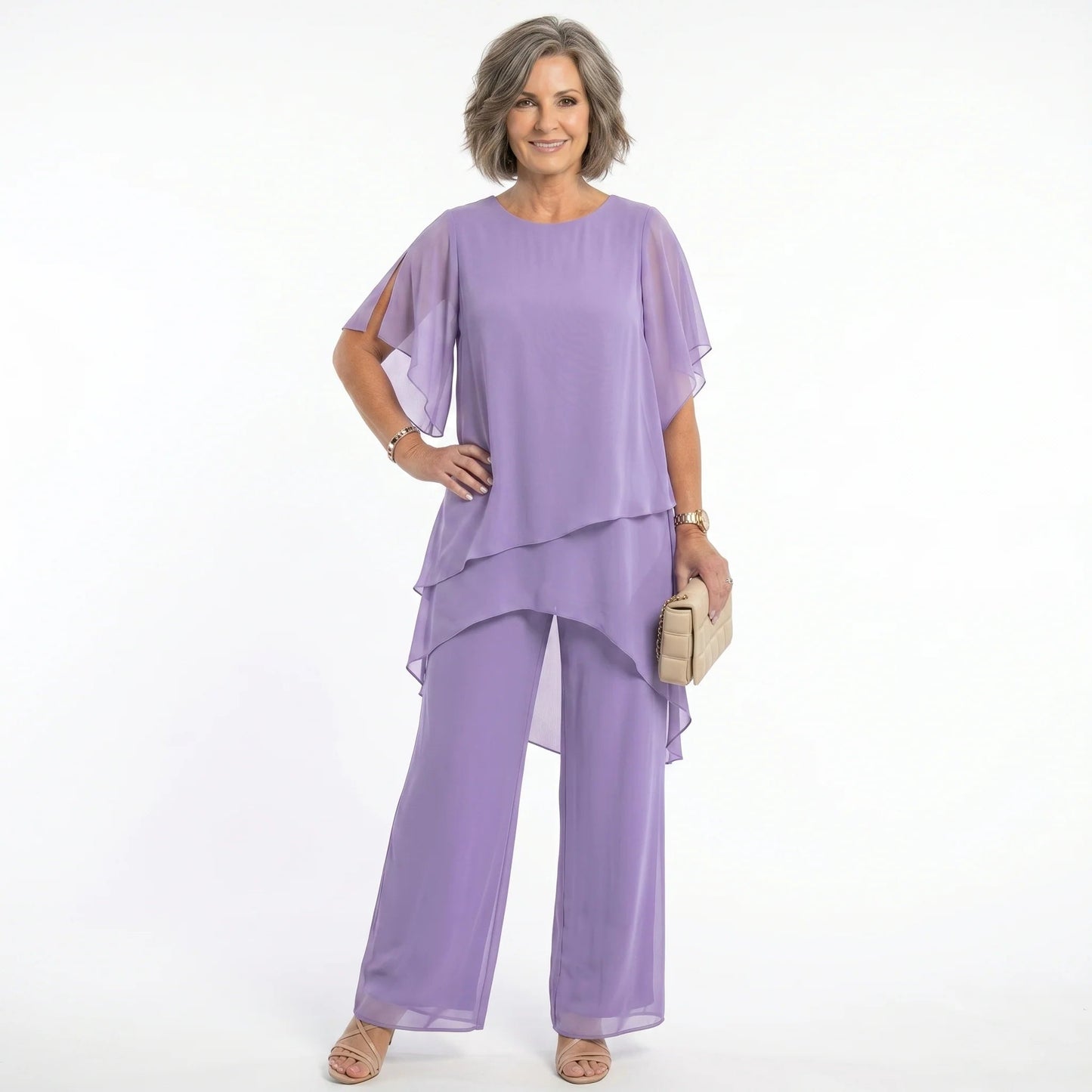 Flavia Sinetti™ Elegantes asymmetrisches Top mit Wide-Leg-Hose