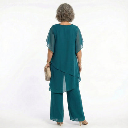 Flavia Sinetti™ Elegantes asymmetrisches Top mit Wide-Leg-Hose