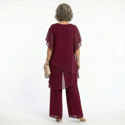 Flavia Sinetti™ Elegantes asymmetrisches Top mit Wide-Leg-Hose