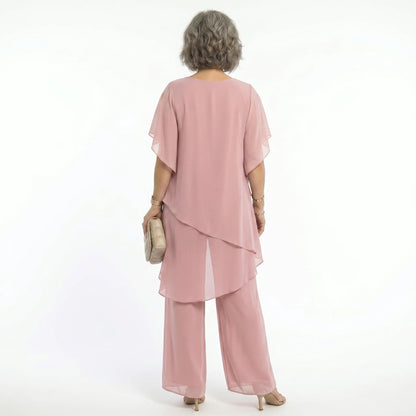 Flavia Sinetti™ Elegantes asymmetrisches Top mit Wide-Leg-Hose