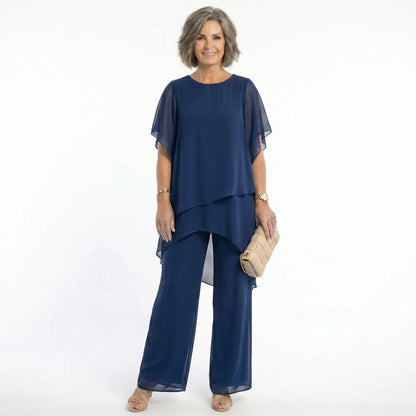 Flavia Sinetti™ Elegantes asymmetrisches Top mit Wide-Leg-Hose