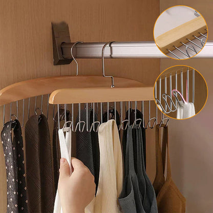 Anti-Rutsch Mehrfach-Kleiderhaken mit 8 Haken | Stahl & Holz | Für Jacken, Taschen, Schals & Dessous | 18,5 × 28 cm