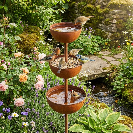 Birdwell™ – Rustikales Kupfer-Vogelbad als Gartenstecker