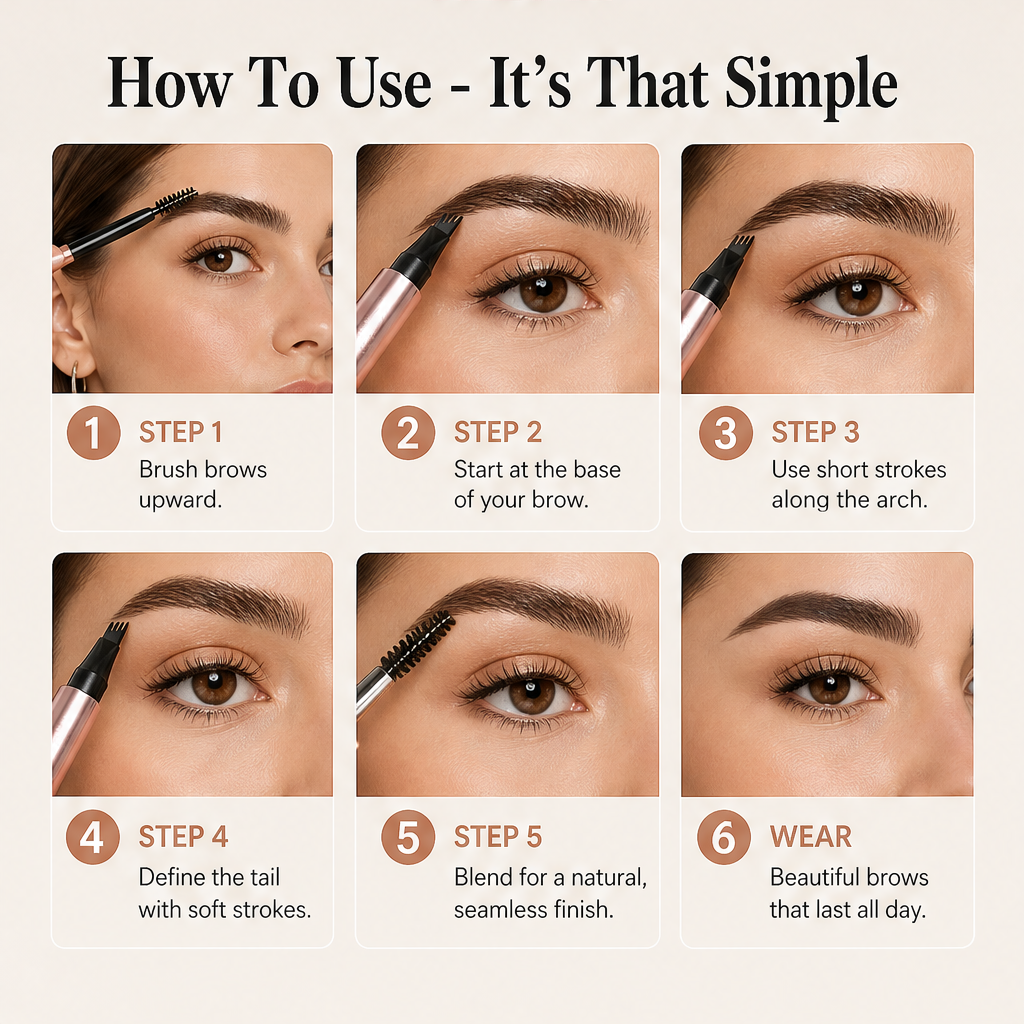 Plumelle – Waterproof 4-Tip Micro-Fork Eyebrow Pencil for Natural Hair-Like Brows - BUY 1 + 1 FREE