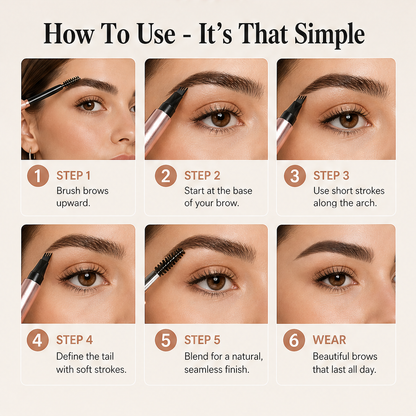 Plumelle – Waterproof 4-Tip Micro-Fork Eyebrow Pencil for Natural Hair-Like Brows - BUY 1 + 1 FREE