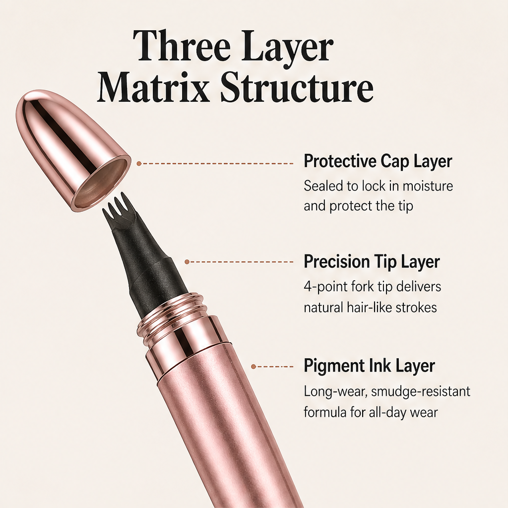 Plumelle – Waterproof 4-Tip Micro-Fork Eyebrow Pencil for Natural Hair-Like Brows - BUY 1 + 1 FREE