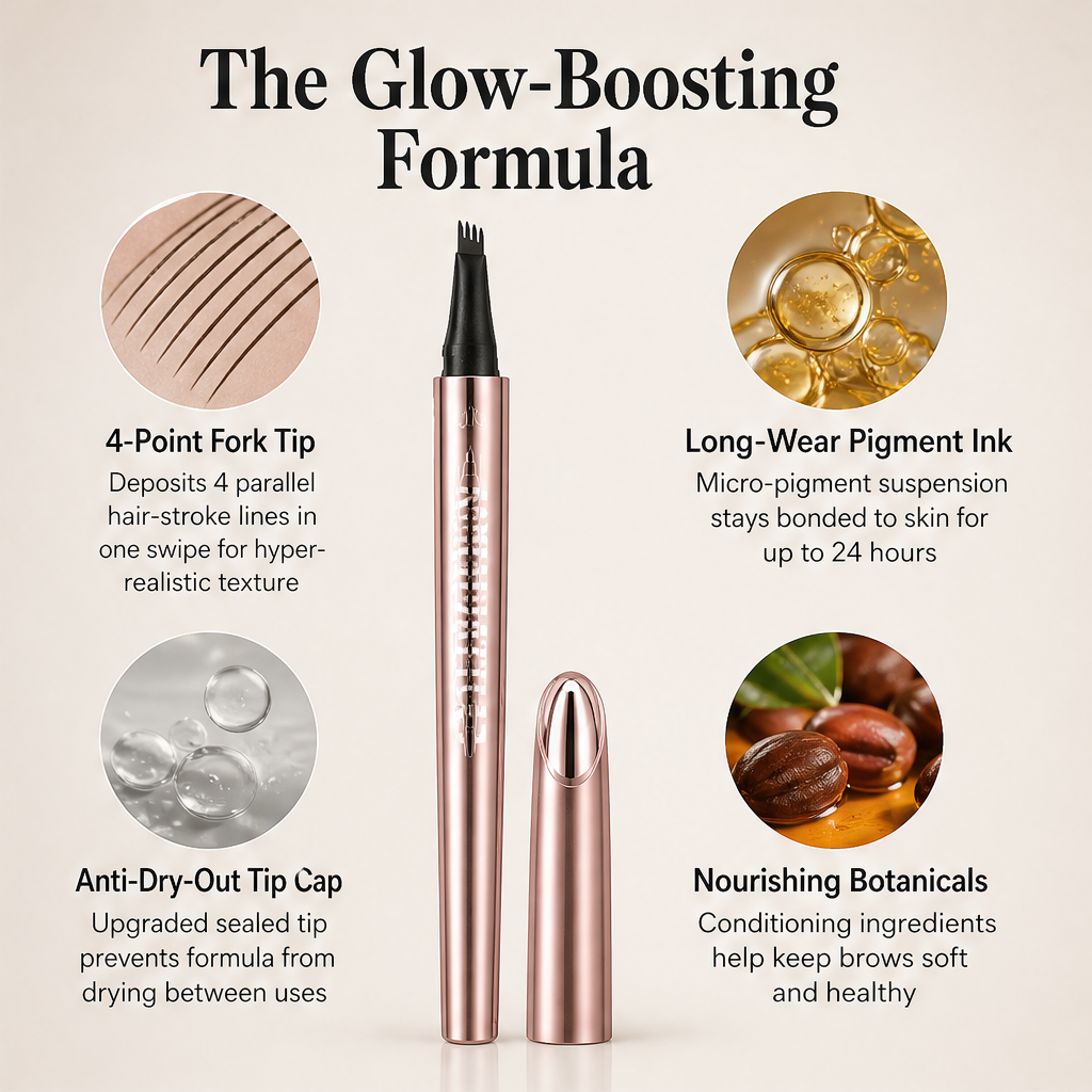 Plumelle – Waterproof 4-Tip Micro-Fork Eyebrow Pencil for Natural Hair-Like Brows - BUY 1 + 1 FREE