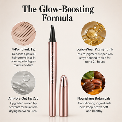 Plumelle – Waterproof 4-Tip Micro-Fork Eyebrow Pencil for Natural Hair-Like Brows - BUY 1 + 1 FREE