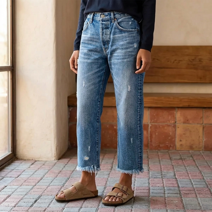 Vivara™ – Vintage Jeans mit Fransen-Saum | Dein neuer Herbst-Favorit 🍂