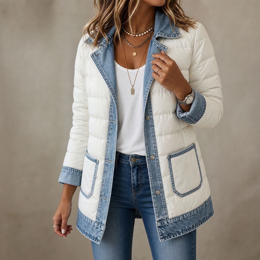 Denvora™ – Gesteppte Pufferjacke mit Denim-Look-Details