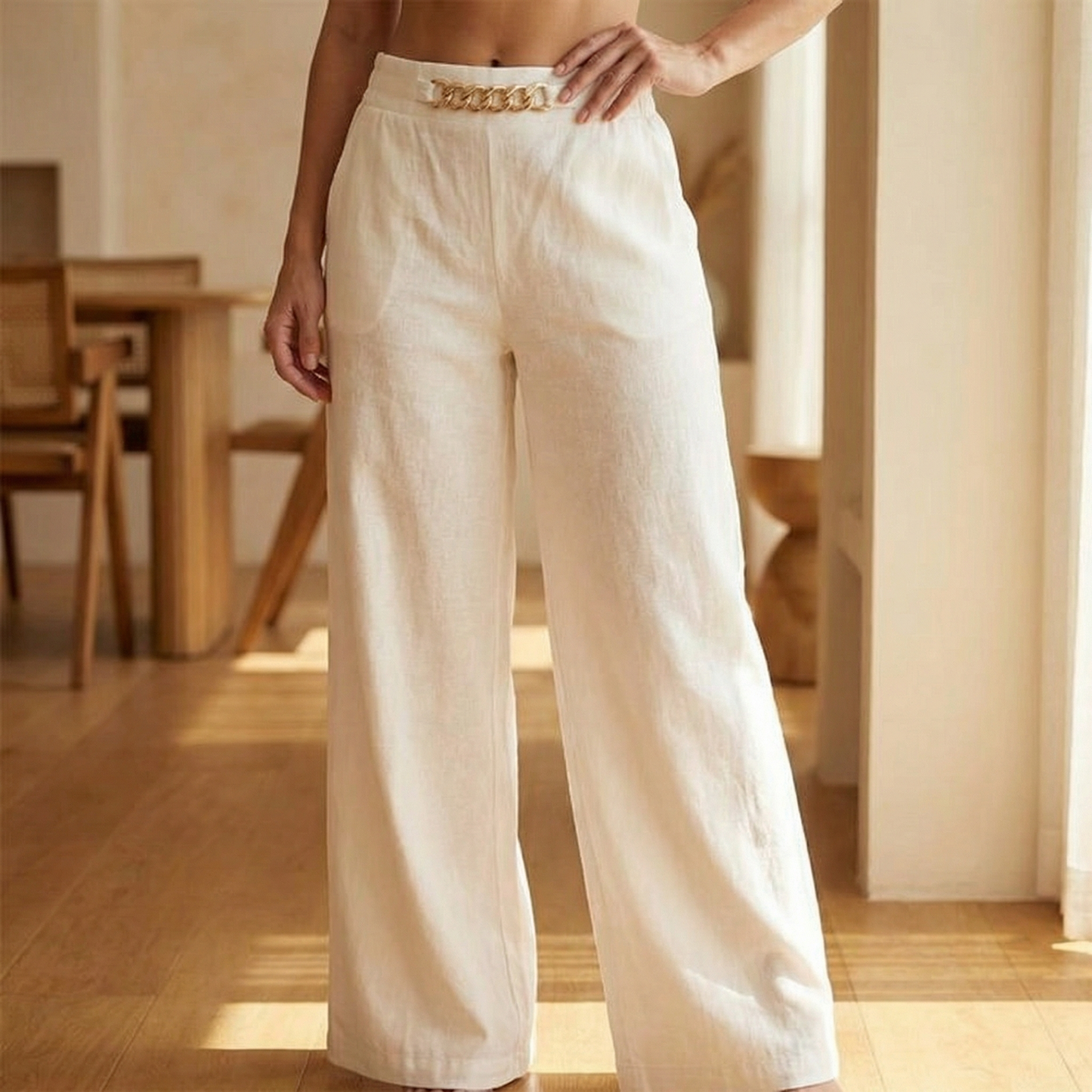 Florenza™ – Wide-Leg-Hose mit goldenen Akzenten [Letzter Tag Rabatt]