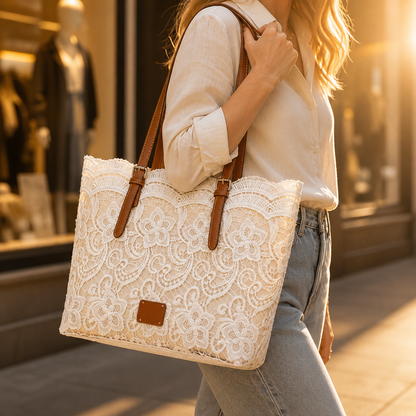Lacelune™ – Schultertasche mit floraler Spitze für deine täglichen Essentials