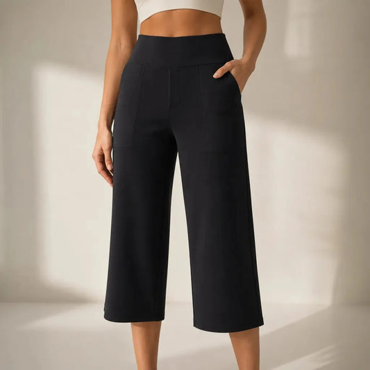 Velessa – Hoch geschnittene, weit geschnittene Culotte-Hose mit Taschen [Letzter Tag Rabatt]
