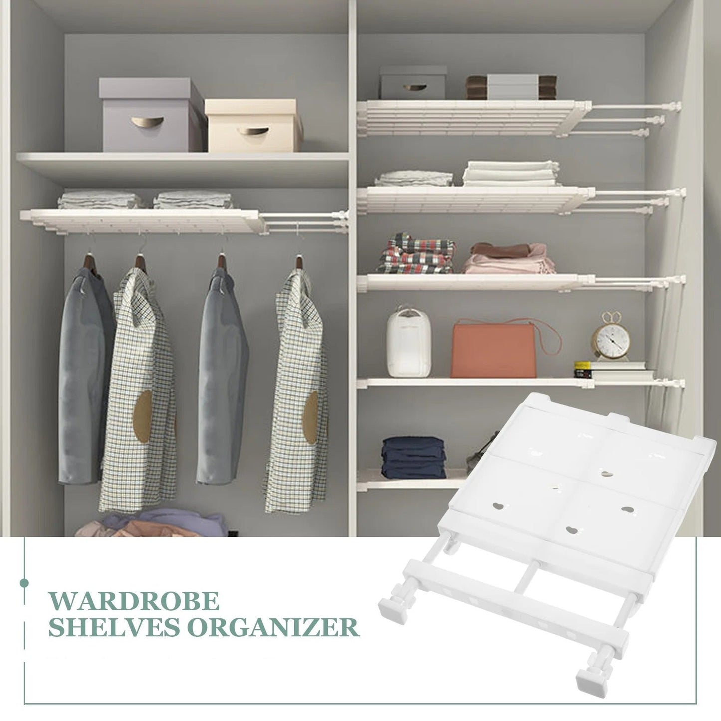 50% RABATT | ExtendShelf™ | Verstellbares Spannregal – Schrank-Organizer ohne Bohren | Mehr Stauraum & Ordnung