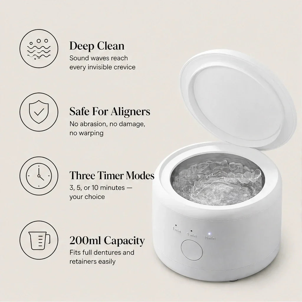 Purewave™ – 3-Modi Ultraschallreiniger für Zahnprothesen, Retainer & Aligner + 50 % RABATT