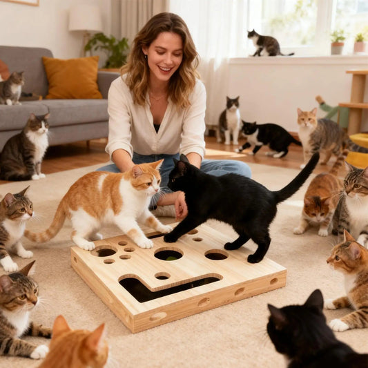 ScratchHub™ | Interaktive Katzen-Kratzbox mit Krallenfeiler