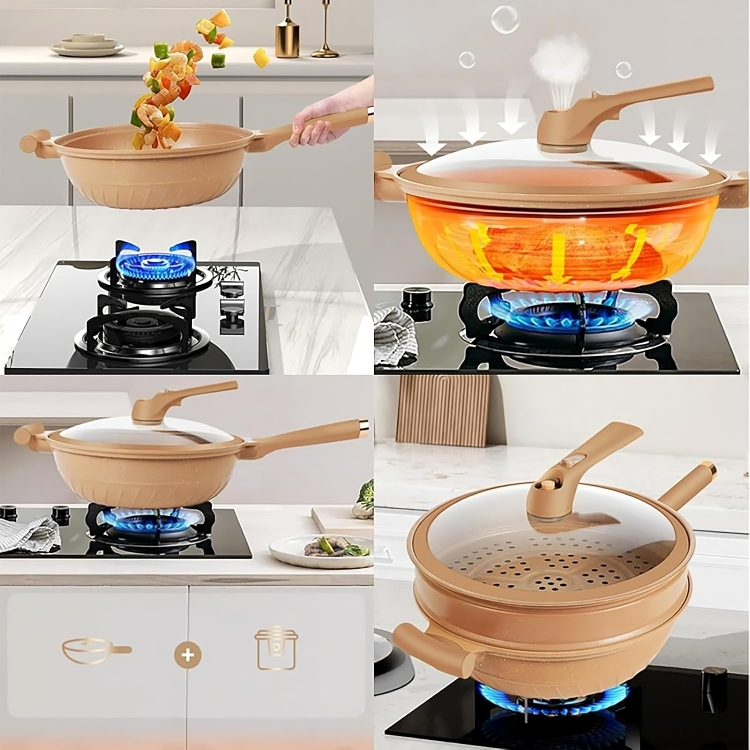 SuperWok – Antihaft-Frittierwok mit Deckel und extra Tiefe