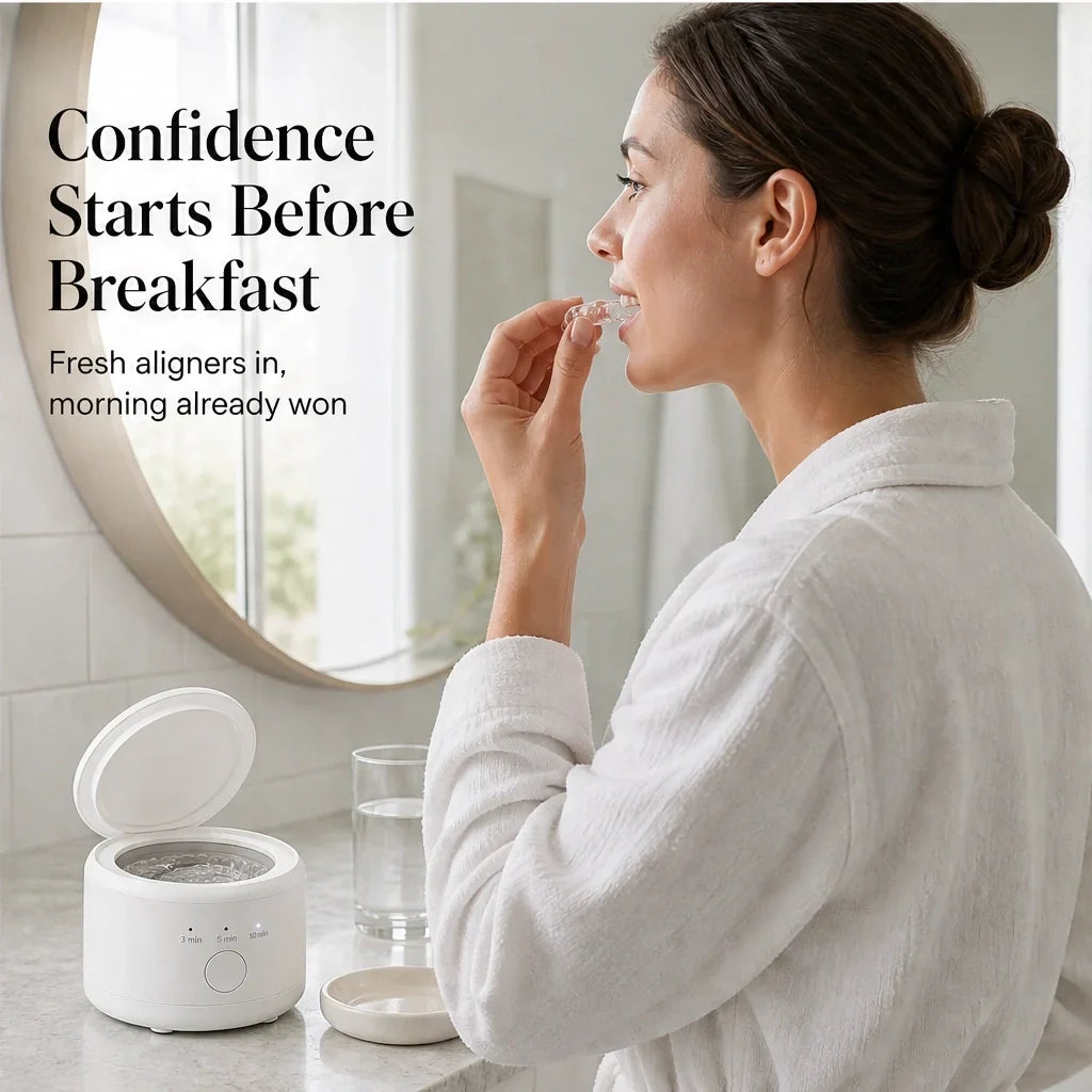 Purewave™ – 3-Modi Ultraschallreiniger für Zahnprothesen, Retainer & Aligner + 50 % RABATT