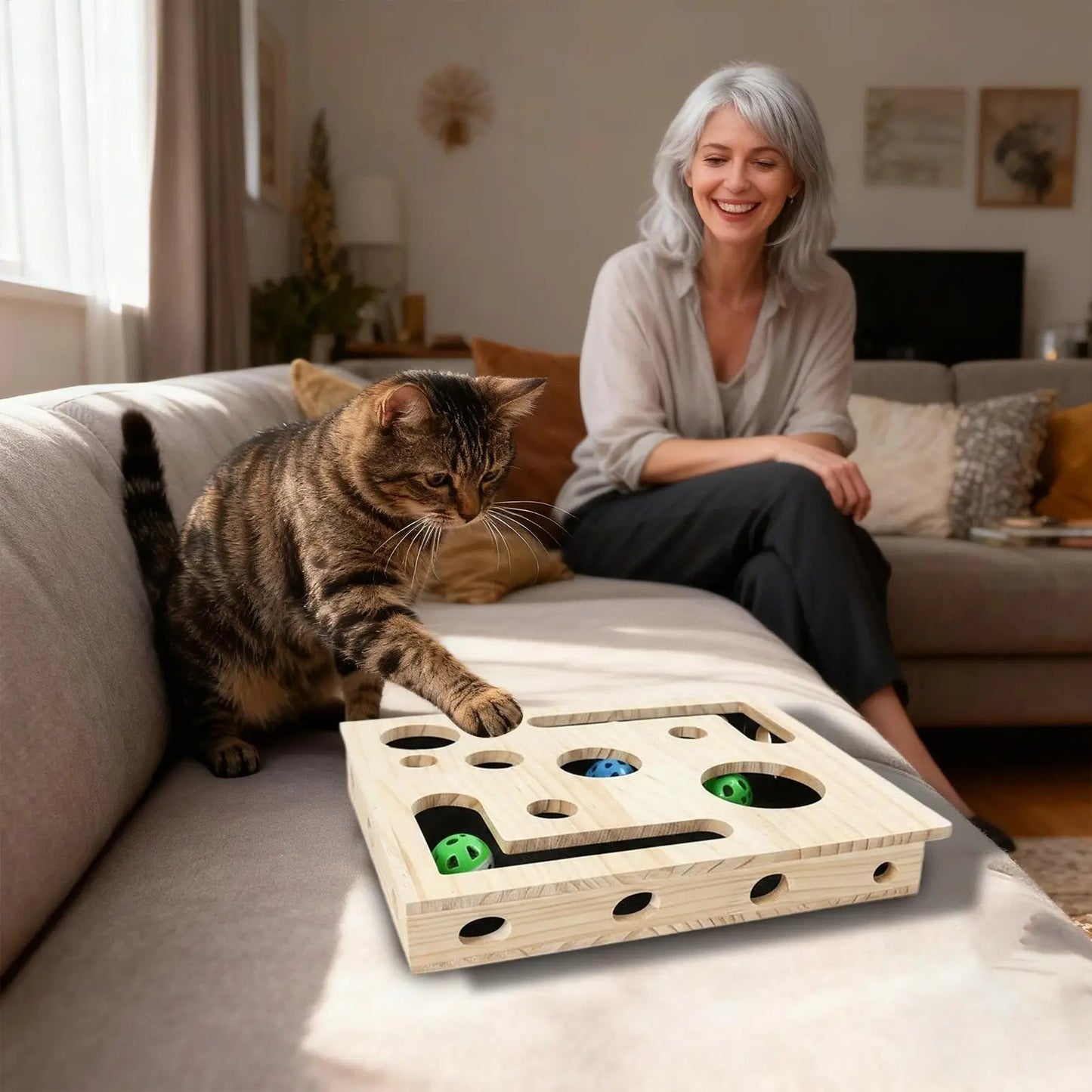 ScratchHub™ | Interaktive Katzen-Kratzbox mit Krallenfeiler