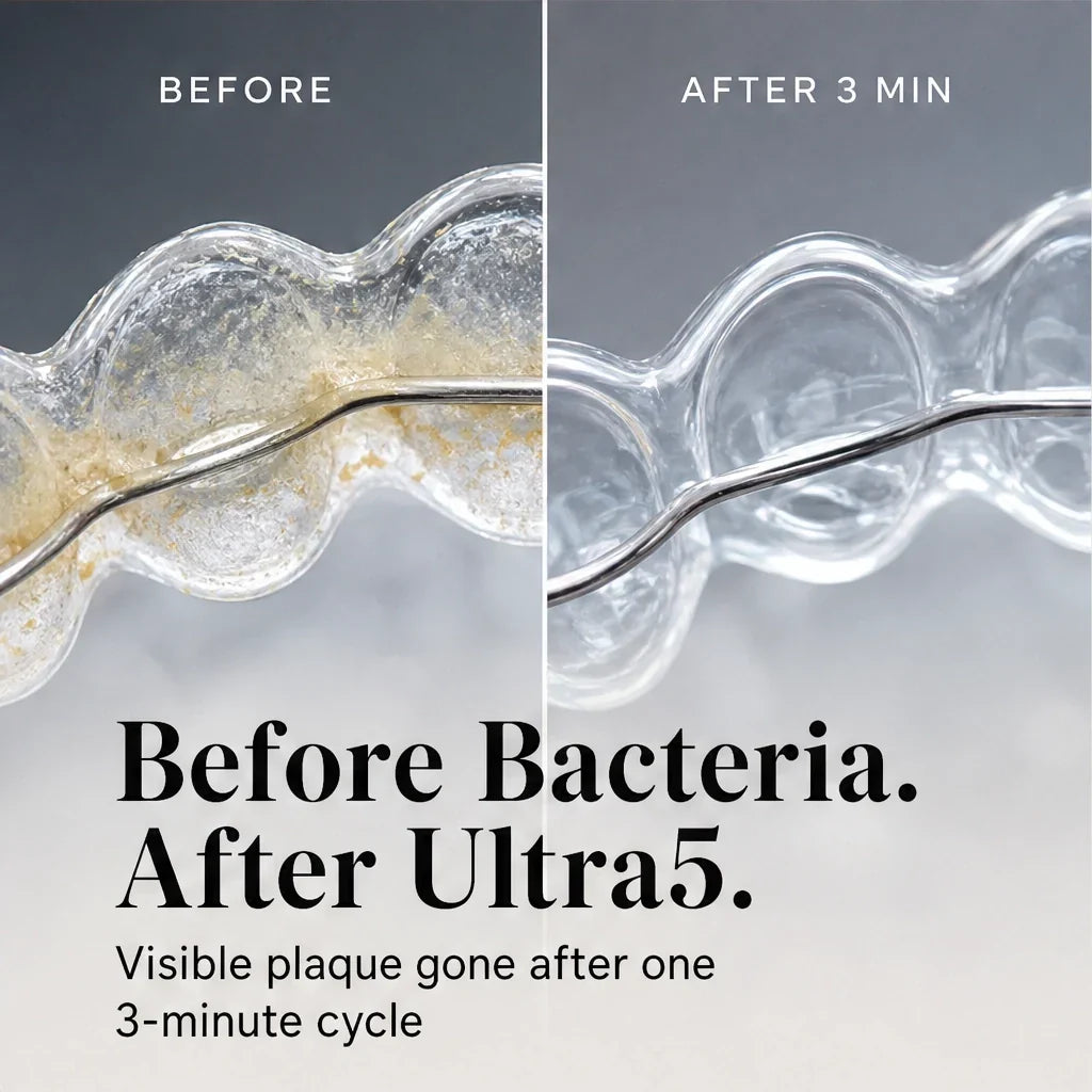 Purewave™ – 3-Modi Ultraschallreiniger für Zahnprothesen, Retainer & Aligner + 50 % RABATT