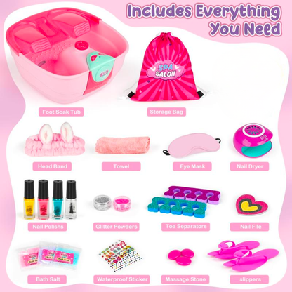 50% RABATT | LilSpa™ | Kids Spa & Beauty Set – Fußspa, Peel-Off Nagellack & Masken | Wellness-Tag für Zuhause