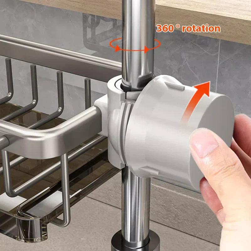 Spülbecken-Organizer aus Aluminium | rostfrei & feuchtigkeitsresistent | platzsparende Ablage für Schwamm & Seife | ohne Bohren