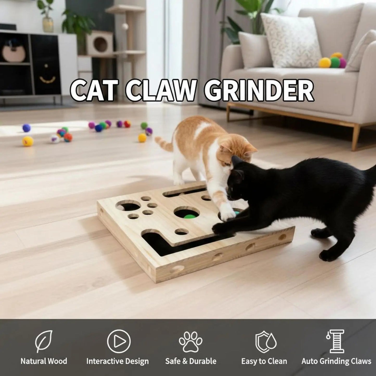 ScratchHub™ | Interaktive Katzen-Kratzbox mit Krallenfeiler