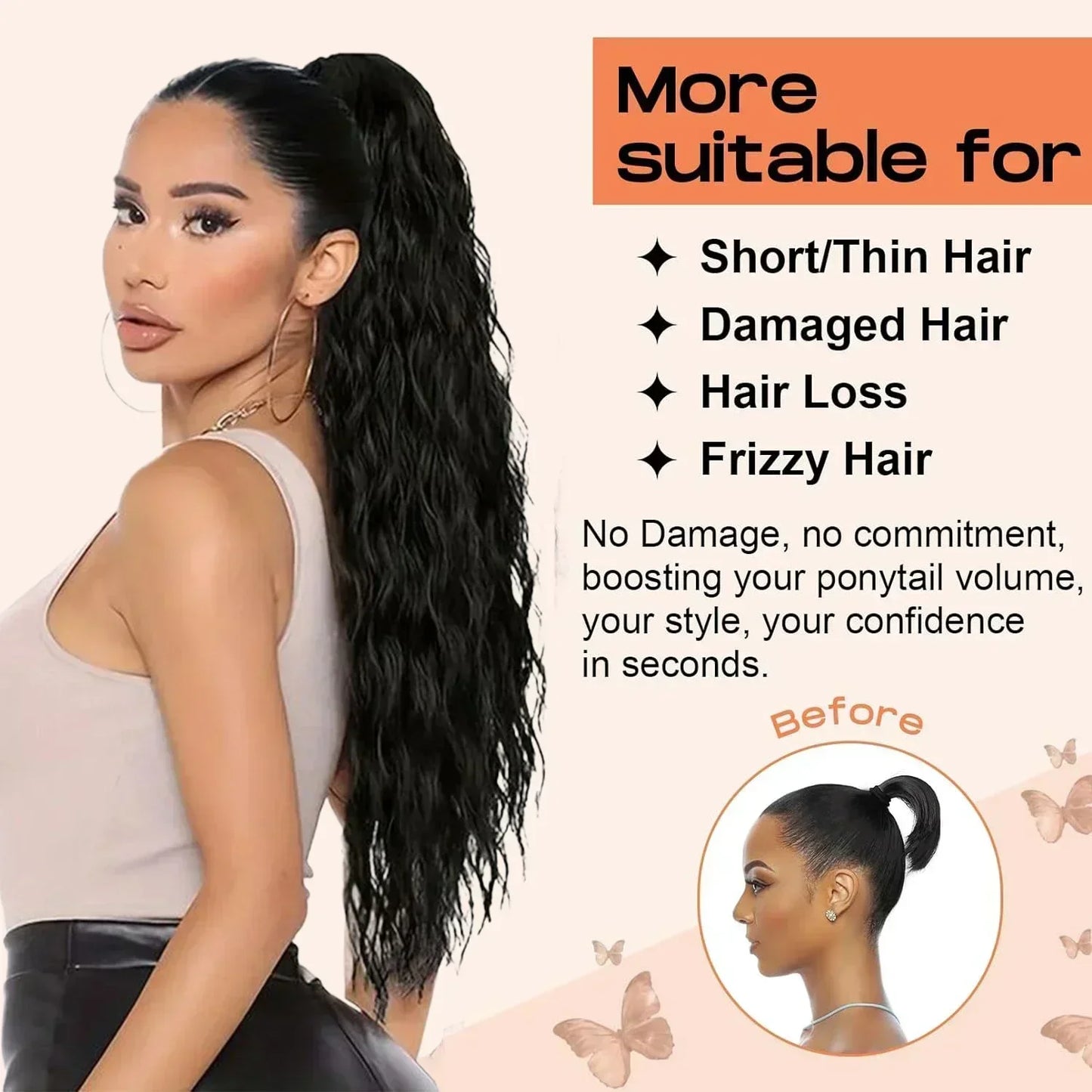 1+1 Gratis | VolureStyle™ – Natürlich aussehender Clip-in-Pferdeschwanz für sofortiges Volumen