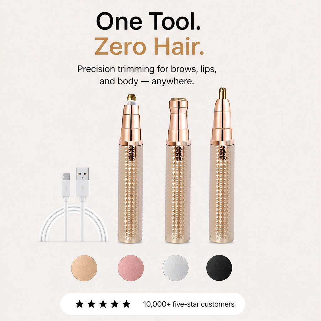 Sleeklyn – 3-in-1 kabelloser Trimmer für Augenbrauen, Nase & Körper + 50 % RABATT