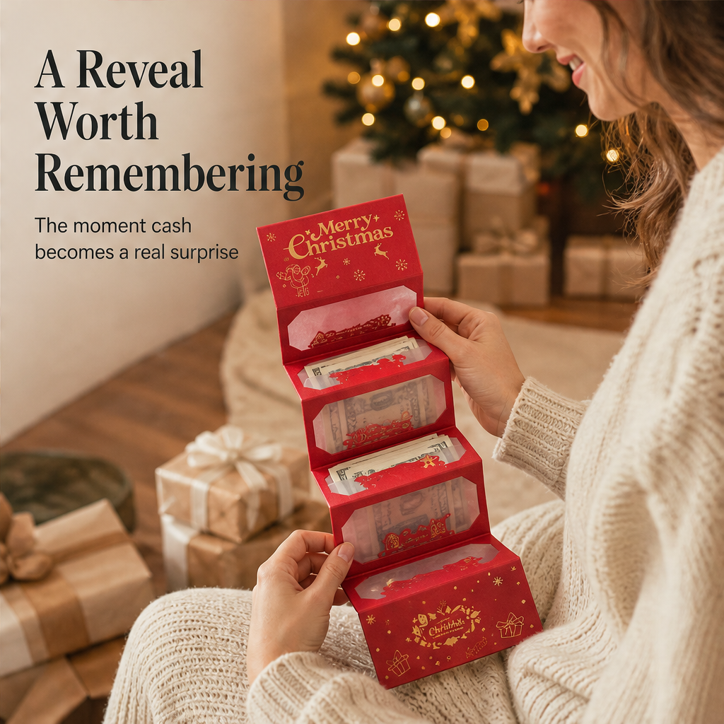 Merryvelle – Gold Foil 6-Slot Cascading Christmas Money Envelope + 1+1 FREE