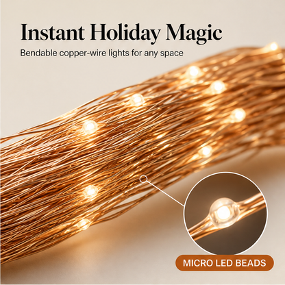 Glimmerwick – Biegsame Kupferdraht-Lichterkette mit Feenlichtern + 50 % Rabatt