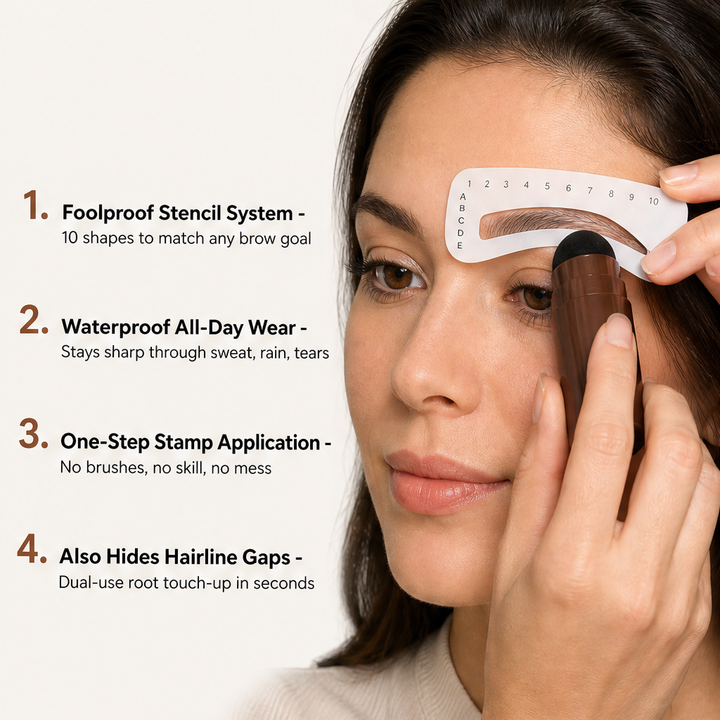 Browmere™ | Wasserfestes Augenbrauen-Stempel- & Schablonen-Set für sofort volle, perfekt geformte Augenbrauen | 1+1 GRATIS