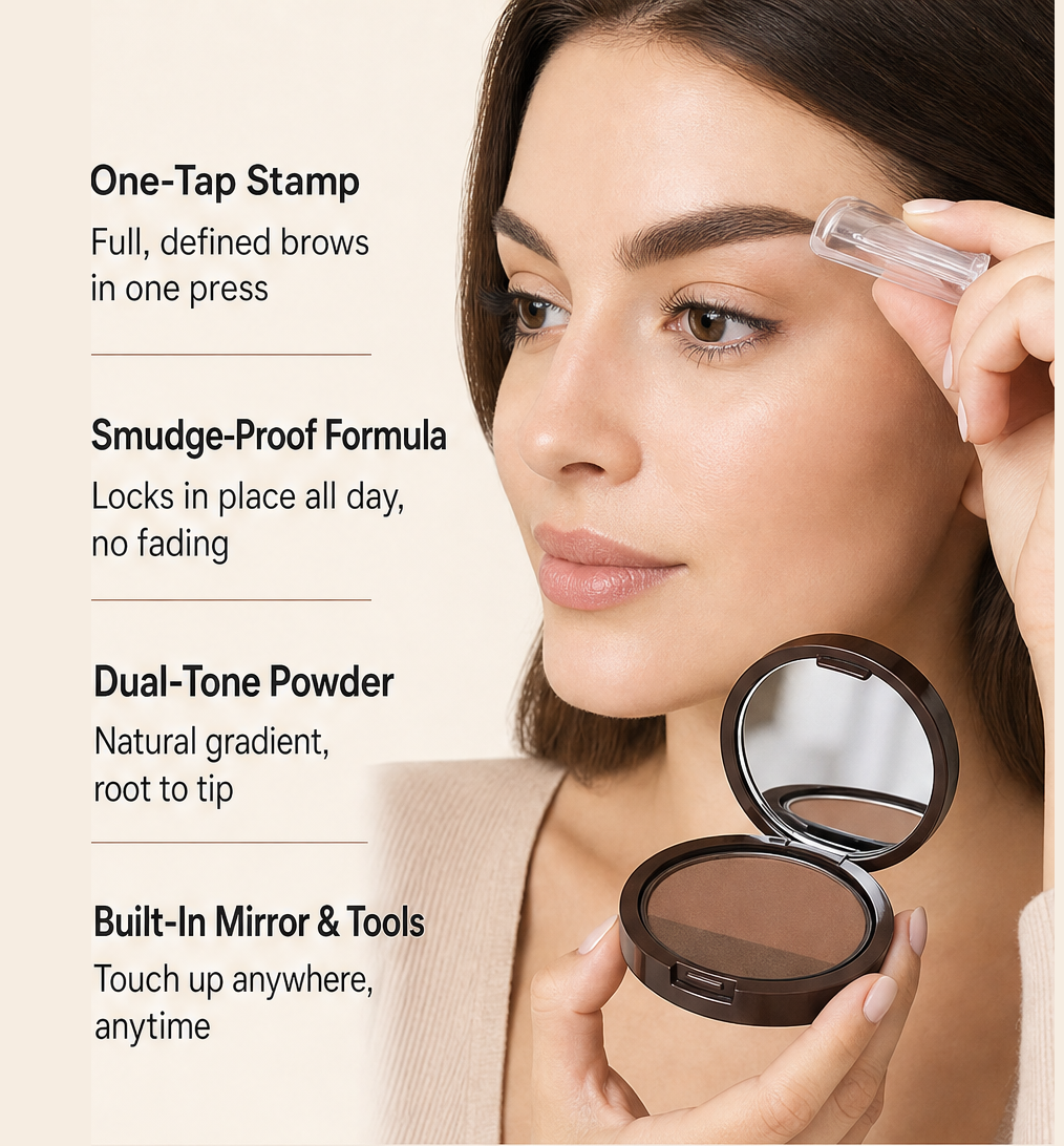 Curryn – Two-Tone Waterproof Eyebrow Powder Stamp + BUY 1 + PICK 1 FREE COLOR