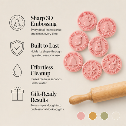 Merrymould – 3D-Präge-Weihnachtskeksstempel-Set + 50 % Rabatt