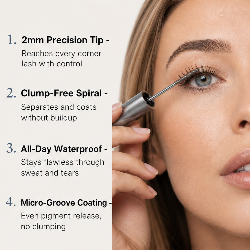 Lashcroft™ | Wasserfeste Mascara mit Metallbürste für längere, perfekt geschwungene Wimpern | 1+1 GRATIS