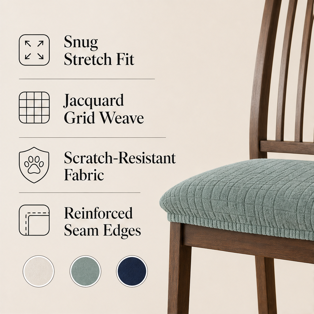 Snugloom™ – Passgenauer, schmutzabweisender Jacquard-Stuhlbezug – jetzt 50 % Rabatt