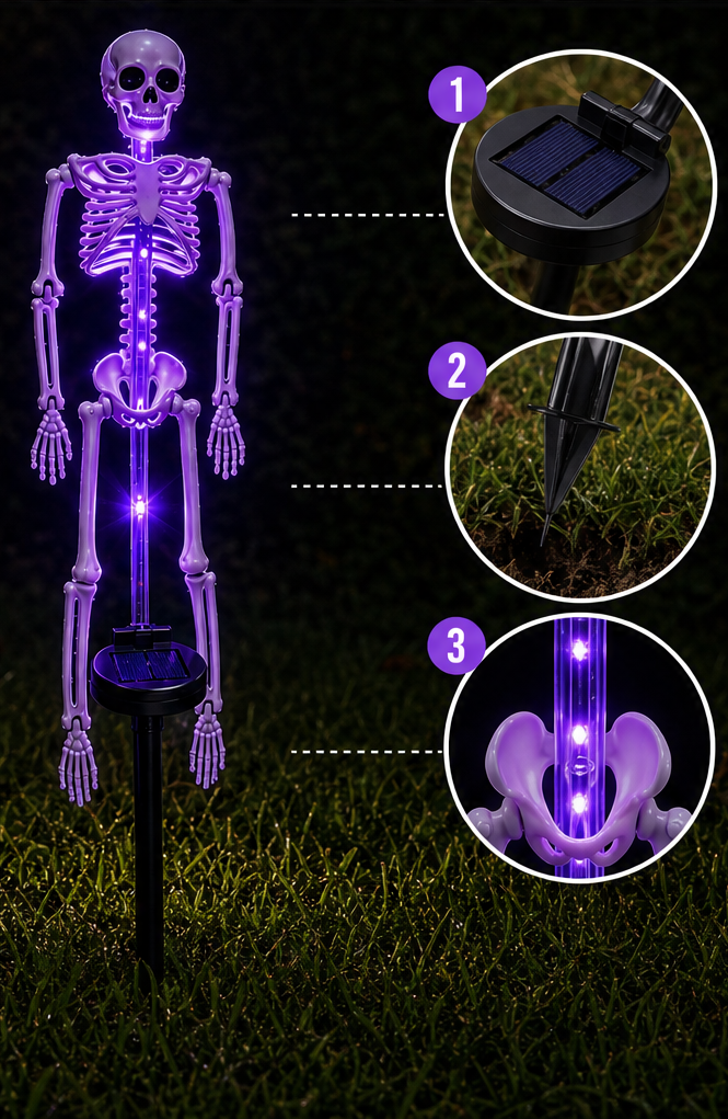 BoneGlow™ – Solar-LED-Skelett-Gartenstecker + 50 % Rabatt