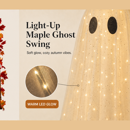 Maplewick – Light-Up Maple Leaf Ghost Swing Halloween Decoration + 50% OFF
