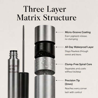 Lashcroft™ | Wasserfeste Mascara mit Metallbürste für längere, perfekt geschwungene Wimpern | 1+1 GRATIS