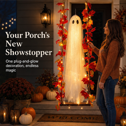 Maplewick – Light-Up Maple Leaf Ghost Swing Halloween Decoration + 50% OFF
