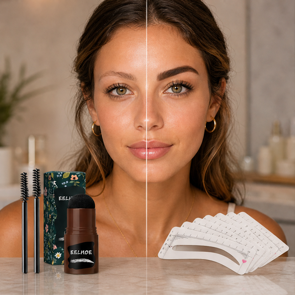 Browmere™ | Wasserfestes Augenbrauen-Stempel- & Schablonen-Set für sofort volle, perfekt geformte Augenbrauen | 1+1 GRATIS