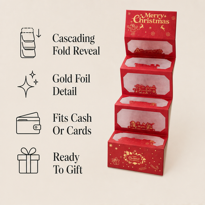 Merryvelle – Gold Foil 6-Slot Cascading Christmas Money Envelope + 1+1 FREE