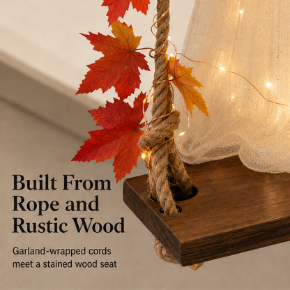 Maplewick – Light-Up Maple Leaf Ghost Swing Halloween Decoration + 50% OFF