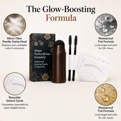 Browmere™ | Wasserfestes Augenbrauen-Stempel- & Schablonen-Set für sofort volle, perfekt geformte Augenbrauen | 1+1 GRATIS