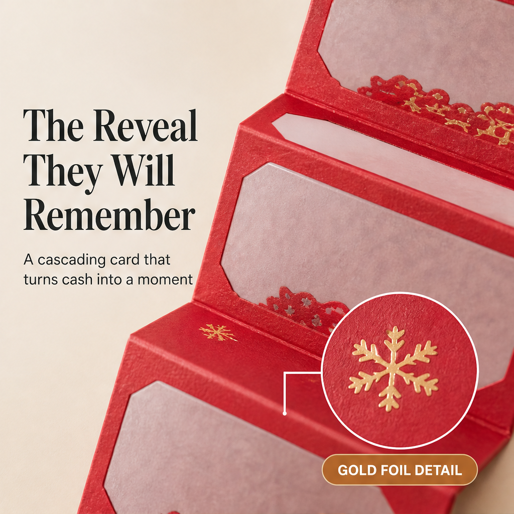 Merryvelle – Gold Foil 6-Slot Cascading Christmas Money Envelope + 1+1 FREE