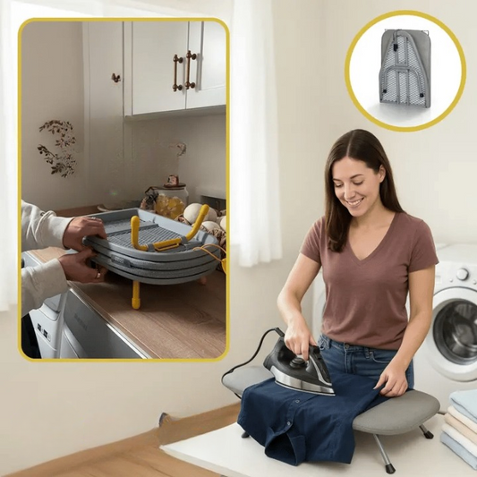 FoldEase™ | Tragbares Tisch-Bügelbrett – Faltbar mit Bügeleisenablage