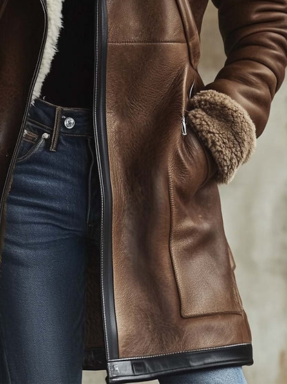 Damen Mantel Mit Kontrastkragen Und Vintage-Design [Letzter Tag Rabatt]