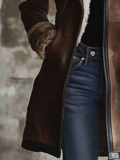 Damen Mantel Mit Kontrastkragen Und Vintage-Design [Letzter Tag Rabatt]